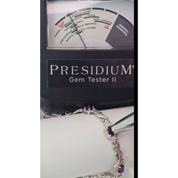 ROSS SIMONS 925 Sterling Silver Amethyst & White Topaz Gems Tennis Bracelet - Picture 5 of 5